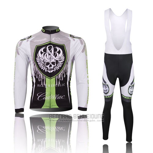 2013 Fahrradbekleidung Rock Racing Shwarz und Grun Trikot Langarm und Tragerhose